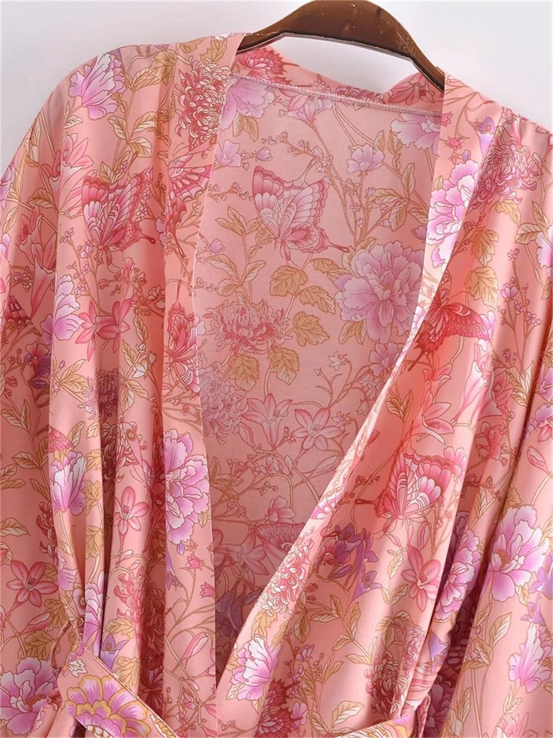 Disimlarl Kimono da donna con stampa floreale, stile bohémien, con maniche a pipistrello, copricostume da spiaggia