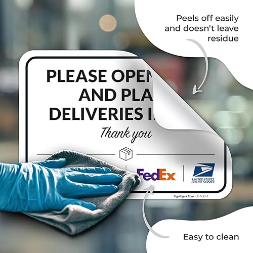 Vista 92 de Cartel de entrega del paquete, letrero de instrucciones de entrega, 10 x 7 pulgadas, aluminio 040 libre de óxido, resistente a la decoloración
