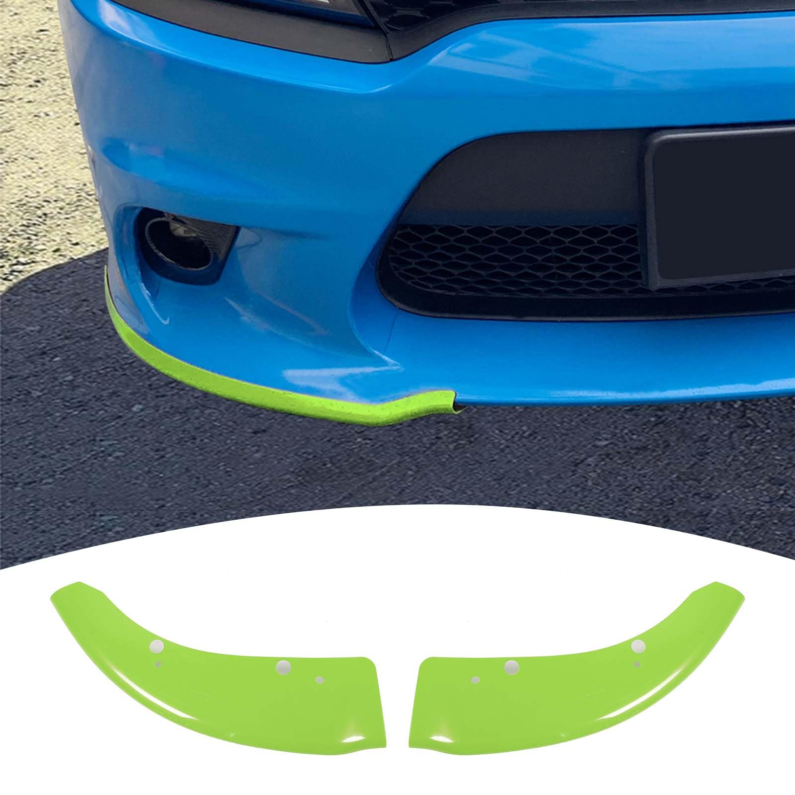 pdklin for charger front bumper lip splitter protector cover trim for 2015-2023 dodge charger srt hellcat green exterior accessories 2pcs