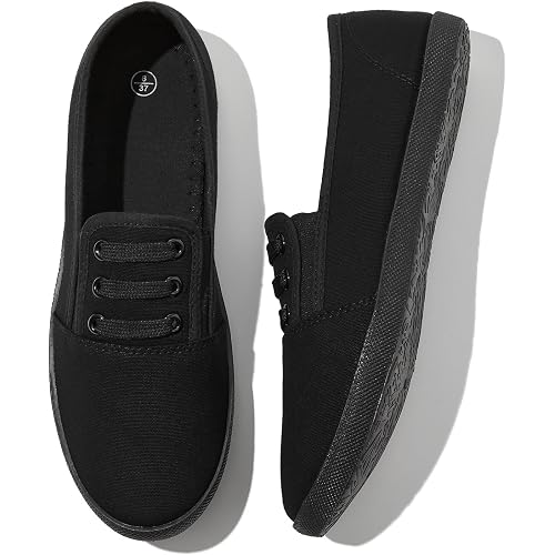 Women's Canvas Slip On Sneakers - Casual Walking Shoes, Non Slip Work Shoes