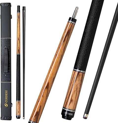 Miniatura 16 de Palo de Billar de Fibra de Carbono 10.5mm/11.8mm/12.5mm, Palo de Piscina de Baja Deflexión con Empuñadura de Madera Rara, Palo de Billar Profesional