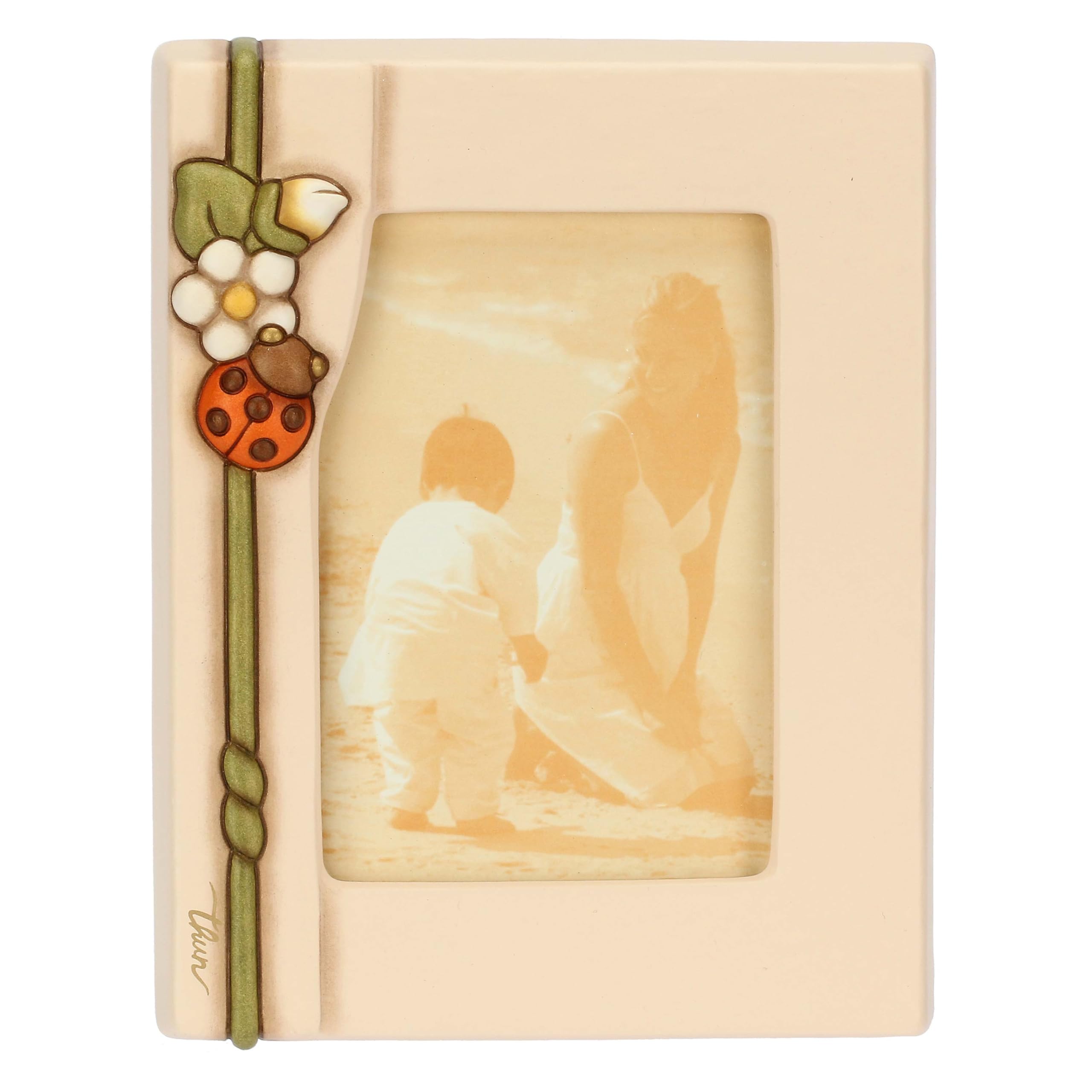 THUN Ladybug Photo Frame, Medium, Ceramic; Frame: Pine Wood; Glass, Country Bloom Collection, 16 x 3 x 20.5 cm