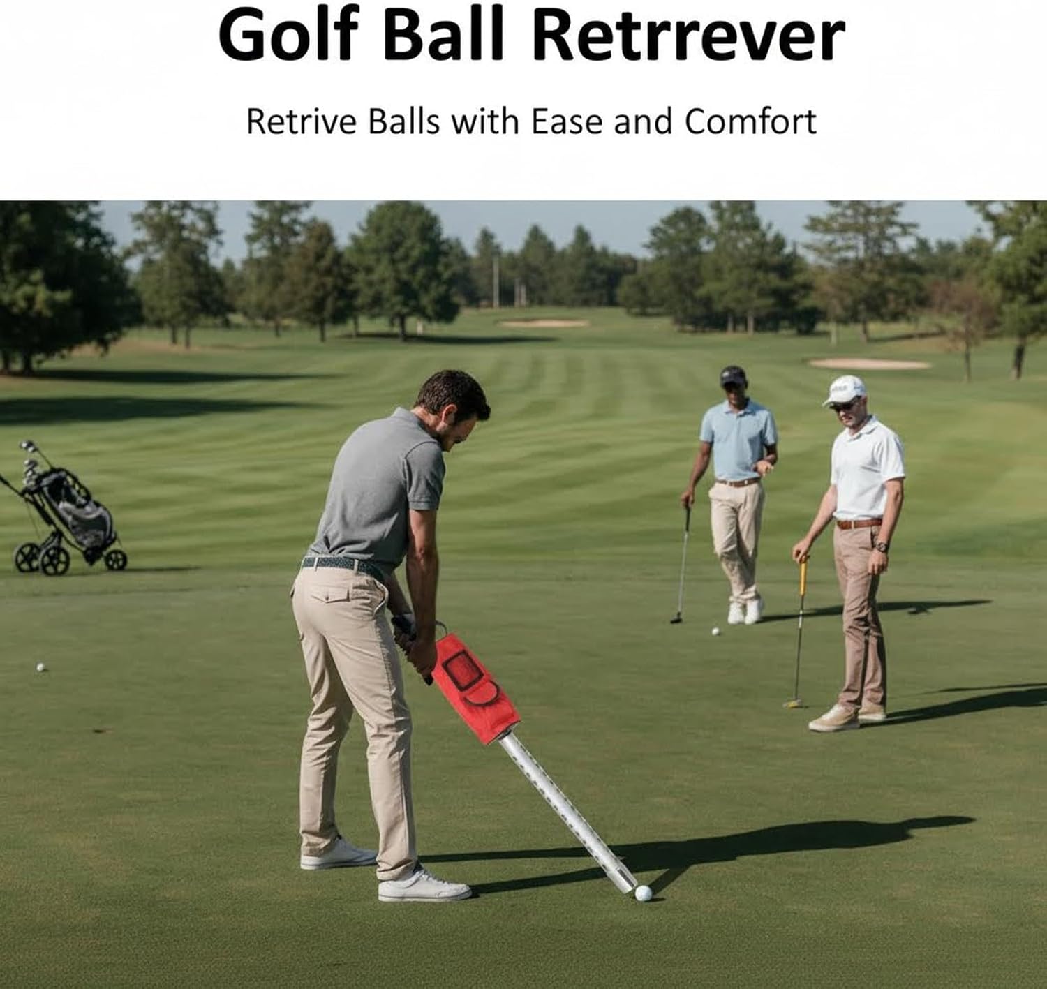 Golf Ball Retriever, Aluminum Alloy Tube, 82cm & 70 - Ball Capacity - Hands - Free One - Handed Pickup with Observation Window & Storage Pockets, Perfect for Golfers