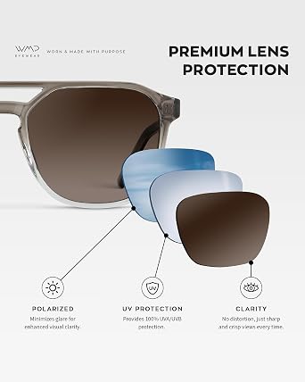WearMe Pro Hunter Men's Polarized Sunglasses, Double-Bridge Aviator Style
