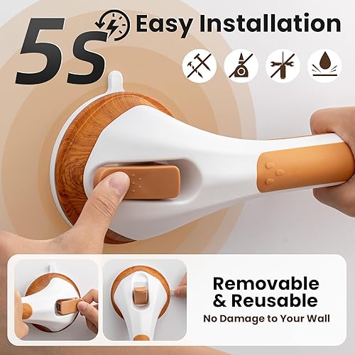 Miniatura 35 de TAILI - Barras de sujeción para la ducha con ventosa, paquete de 2 unidades, de 16 pulgadas, resistente y removible, sin taladro, impermeable