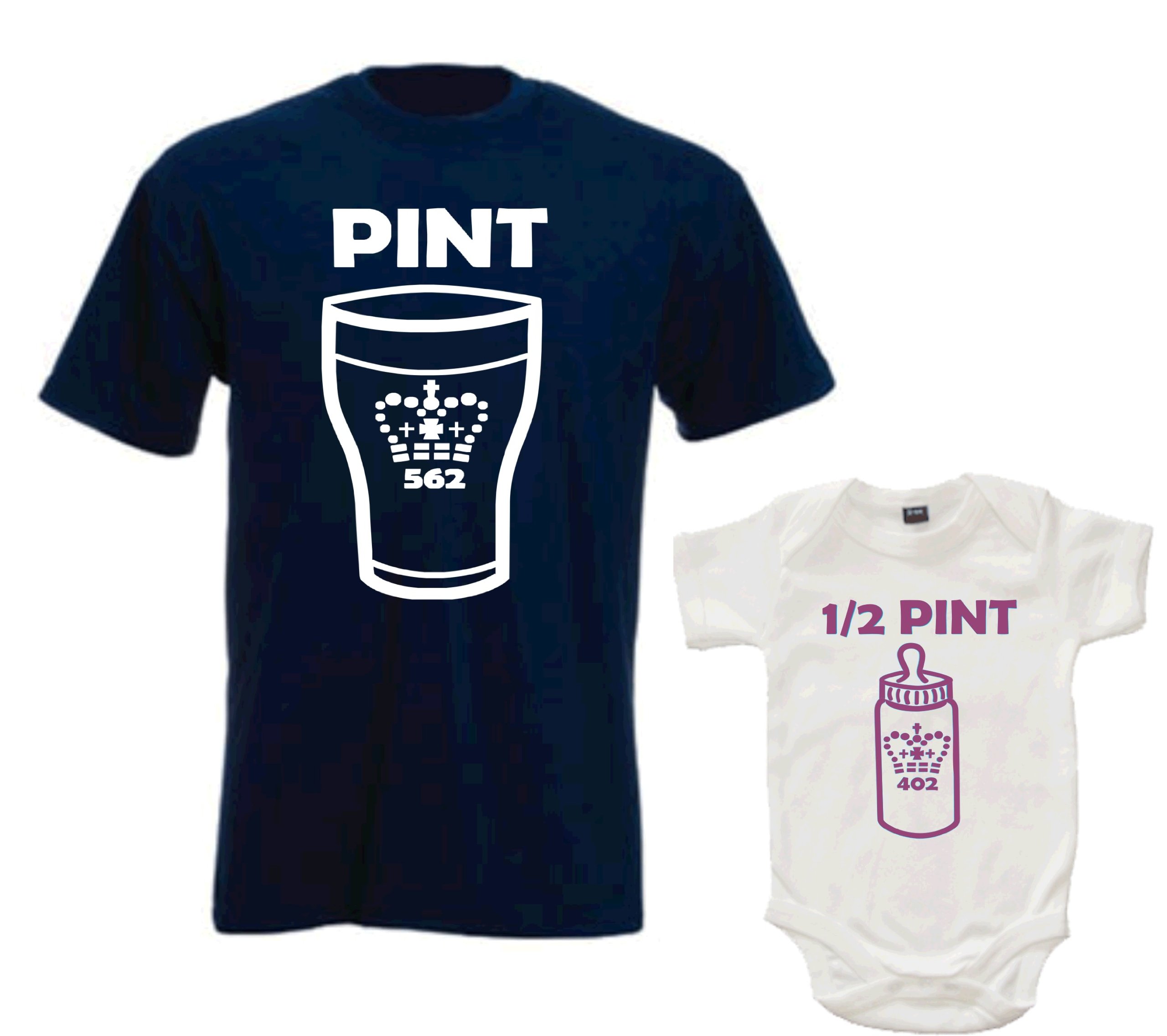 Edward Sinclair 'Daddy Pint T-Shirt and Baby Girl Half Pint Bodysuit Set' X-Large 6-12 Months Pink