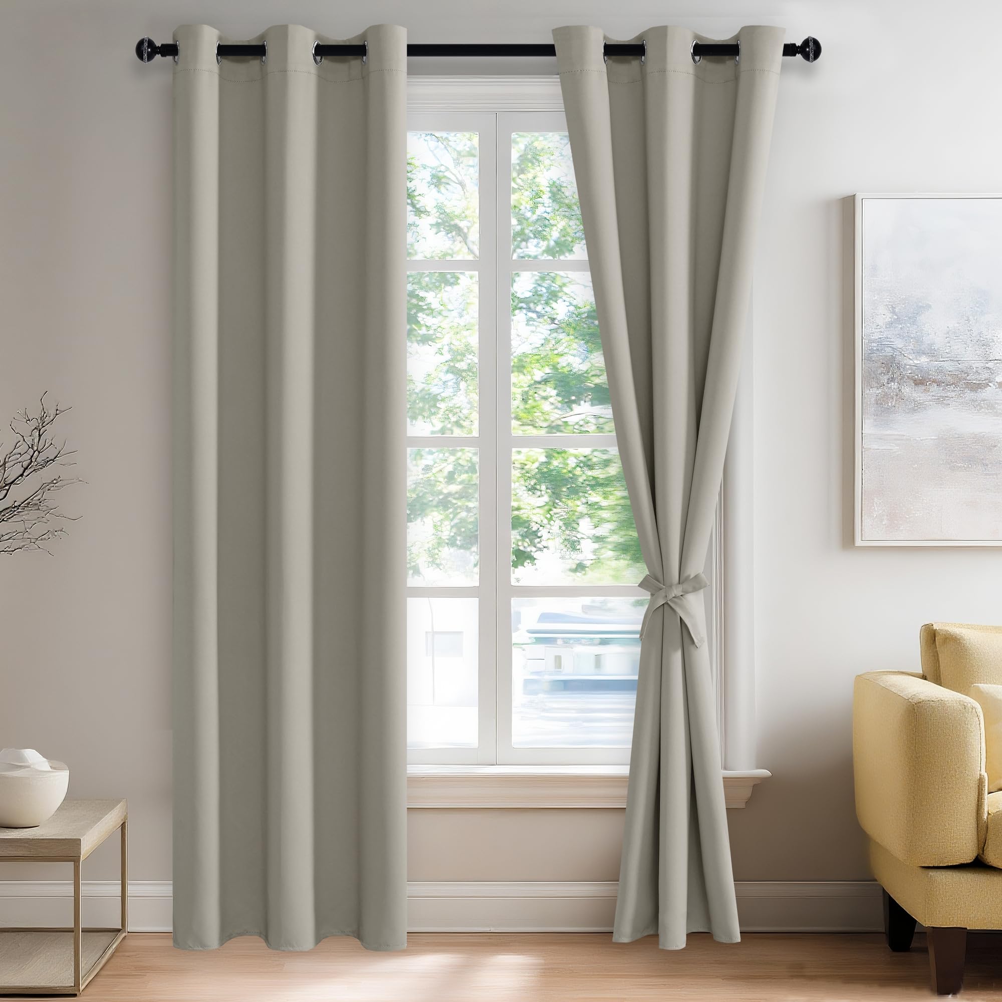 Rideaux occultants pour salon ROSETTE gris argenté créant une ambiance cocooning