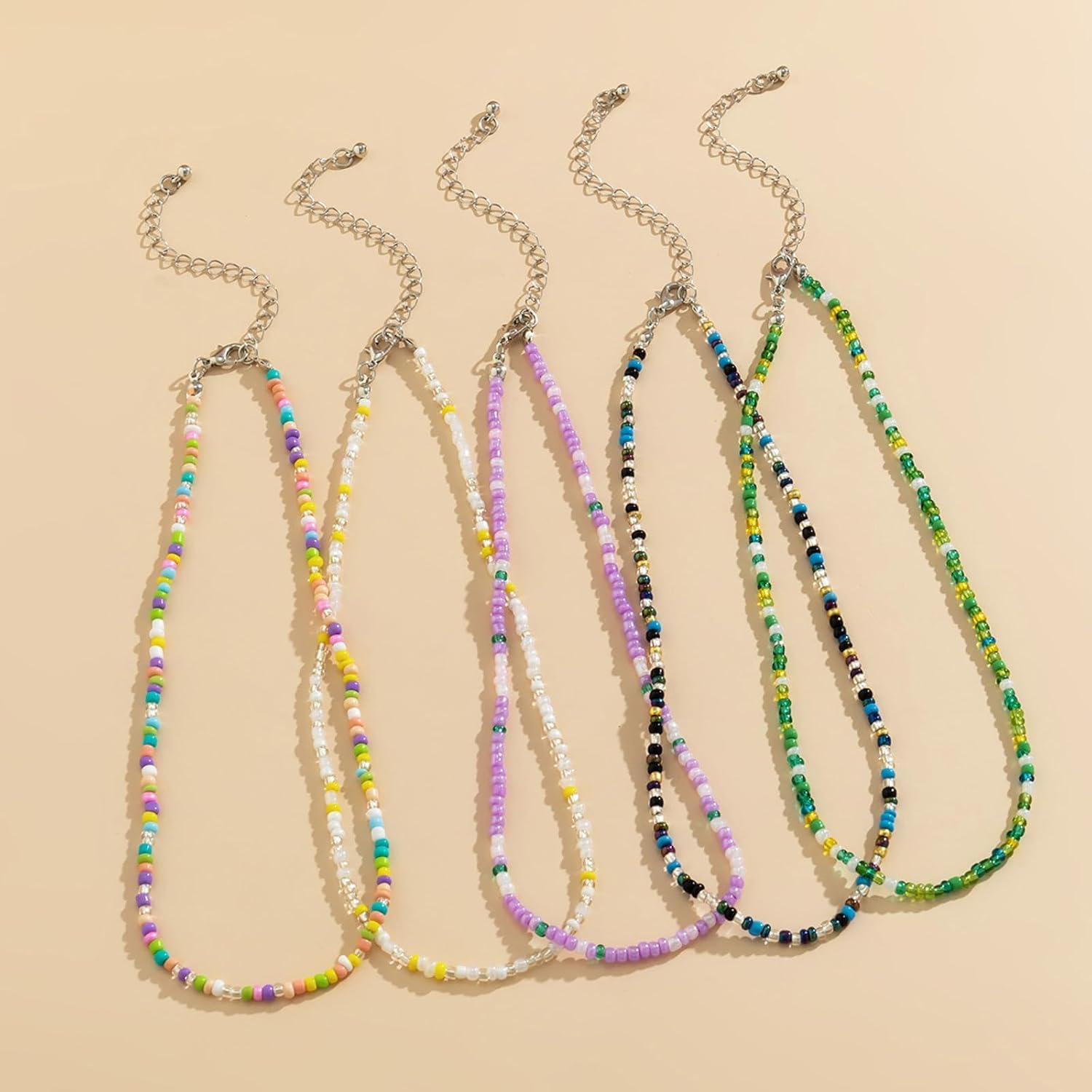 Long tiantian Beaded Necklaces for Women Boho Choker Necklace Adjustable Ethnic Beaded Jewelry Lightweight Layered Necklace for Summer Beach image 4