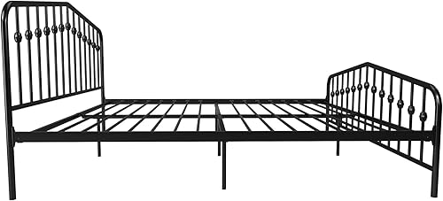 Miniatura 10 de Novogratz Bushwick - Cama de metal moderna, cabecero y pie de cama ligeramente triangulares con husillos insertados, altura de base ajustable para