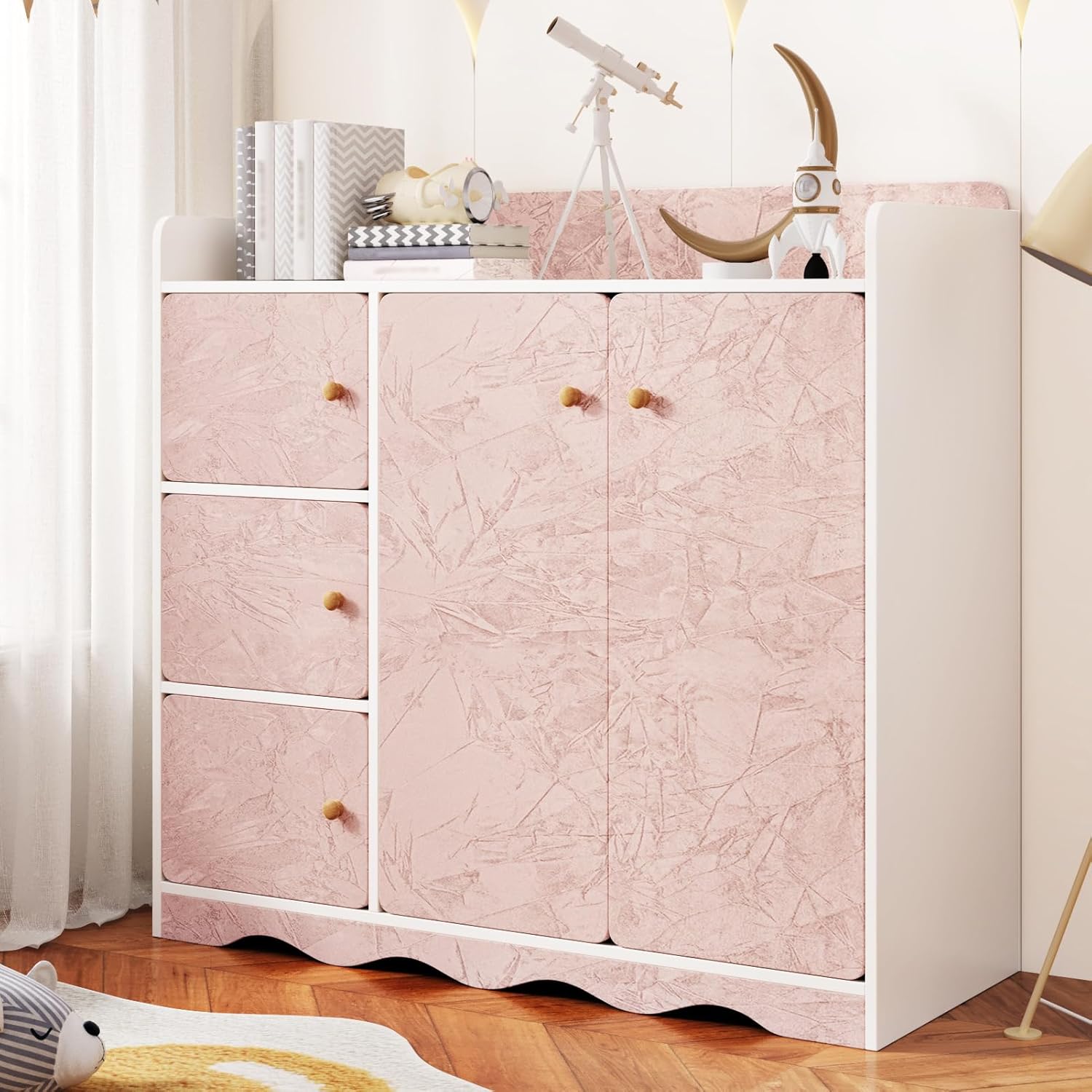 WESTICK Dusty Pink Velvet Drawer Liner for Jewelry Box Cabinets 394 x 15.8 inches Velvet Flock Back Paper Liner Self Adhesive Textured Pink Felt Fabric Wallpaper for Bedroom Dresser Shelf Liner