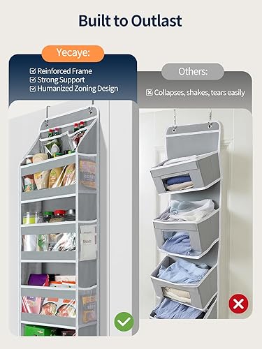 Miniatura 8 de Yecaye Organizador de 5 niveles, 1 unidad, organizador de puerta a prueba de columpios para colgar con ventanas de PVC transparente, almacenamiento