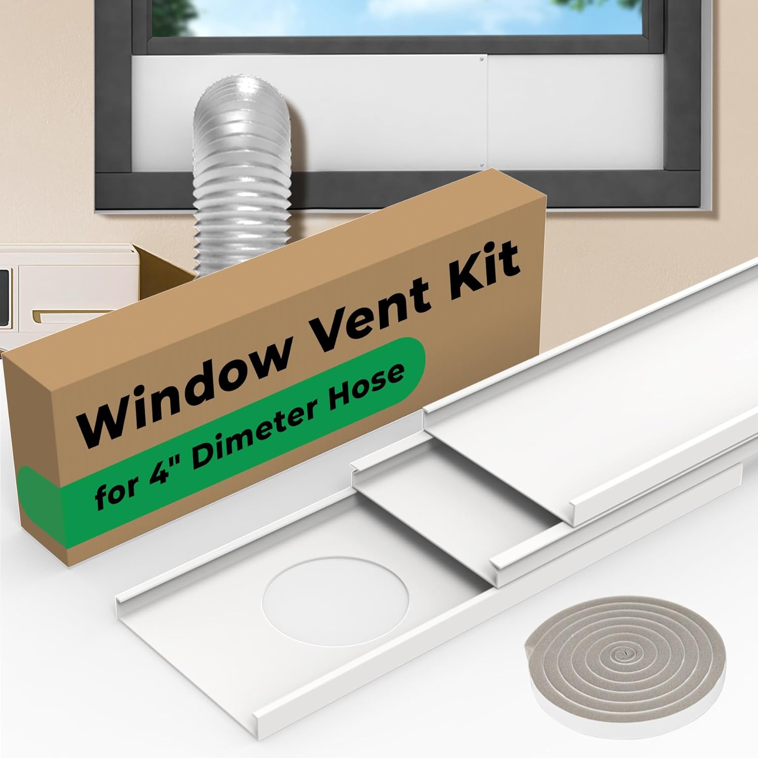Forestchill Dryer Vent Window Kit for 4" Diameter Dryer Vent Hose, Adjustable Window Vent Kit with Insulated Foam Seal Strip, for Sliding Windows and Hung Windows - Amazon product rated Grade B