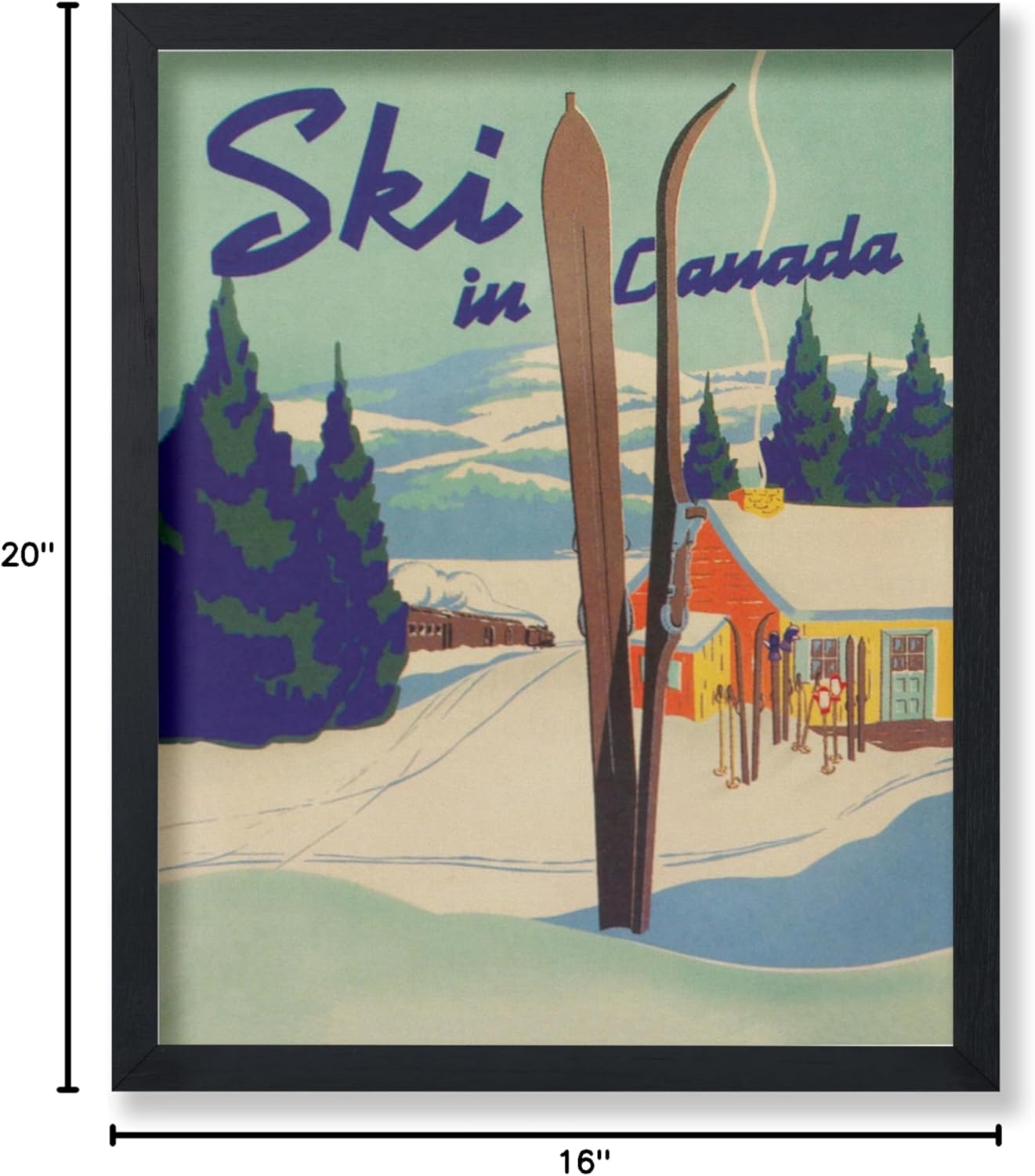Poster Master Vintage Travel Poster - Retro Canada Print - Ski in Canada Art - Winter Art - Gift for Men, Women, Travel Lover - Great Decor for Office, Bedroom, Living Room - 16x20 UNFRAMED Wall Art