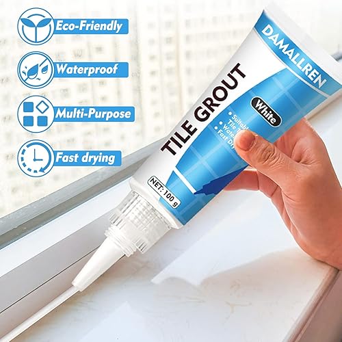 Miniatura 14 de Paquete de 2 bolígrafos de pintura de lechada, relleno y sellador de lechada de secado rápido para baño, juntas y huecos de azulejos de cocina (gris)