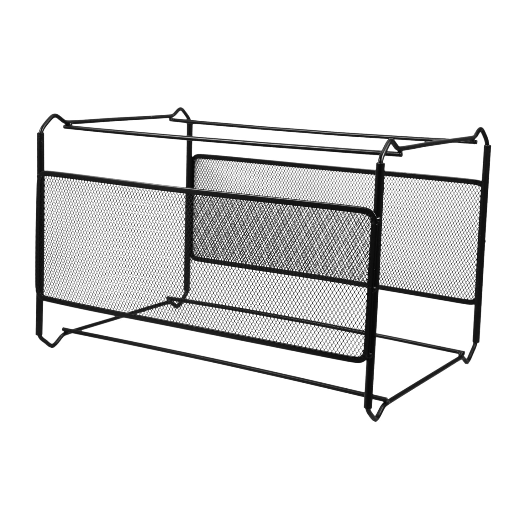 Porta Documenti in Ferro Nero 39x28x25, 5 Cm per File A4 | Struttura a Rete, per Report e Cartelle Sospese, Design Semplice Creativo
