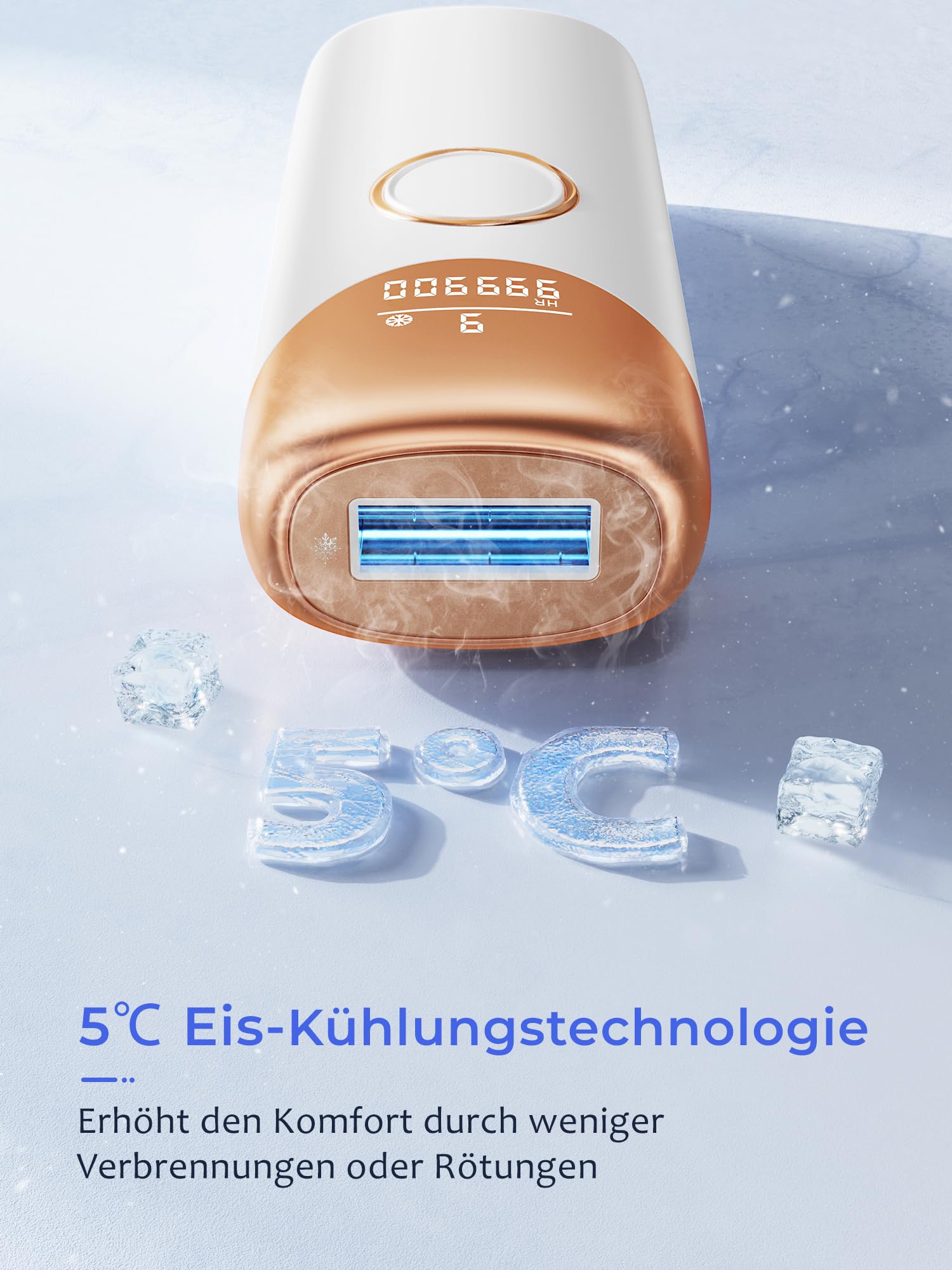 IPL Haarentfernungsgerät mit Kühlfunktion MAX 19.8J 999.900 Lichtimpulse 9 Energiestufen Weiß