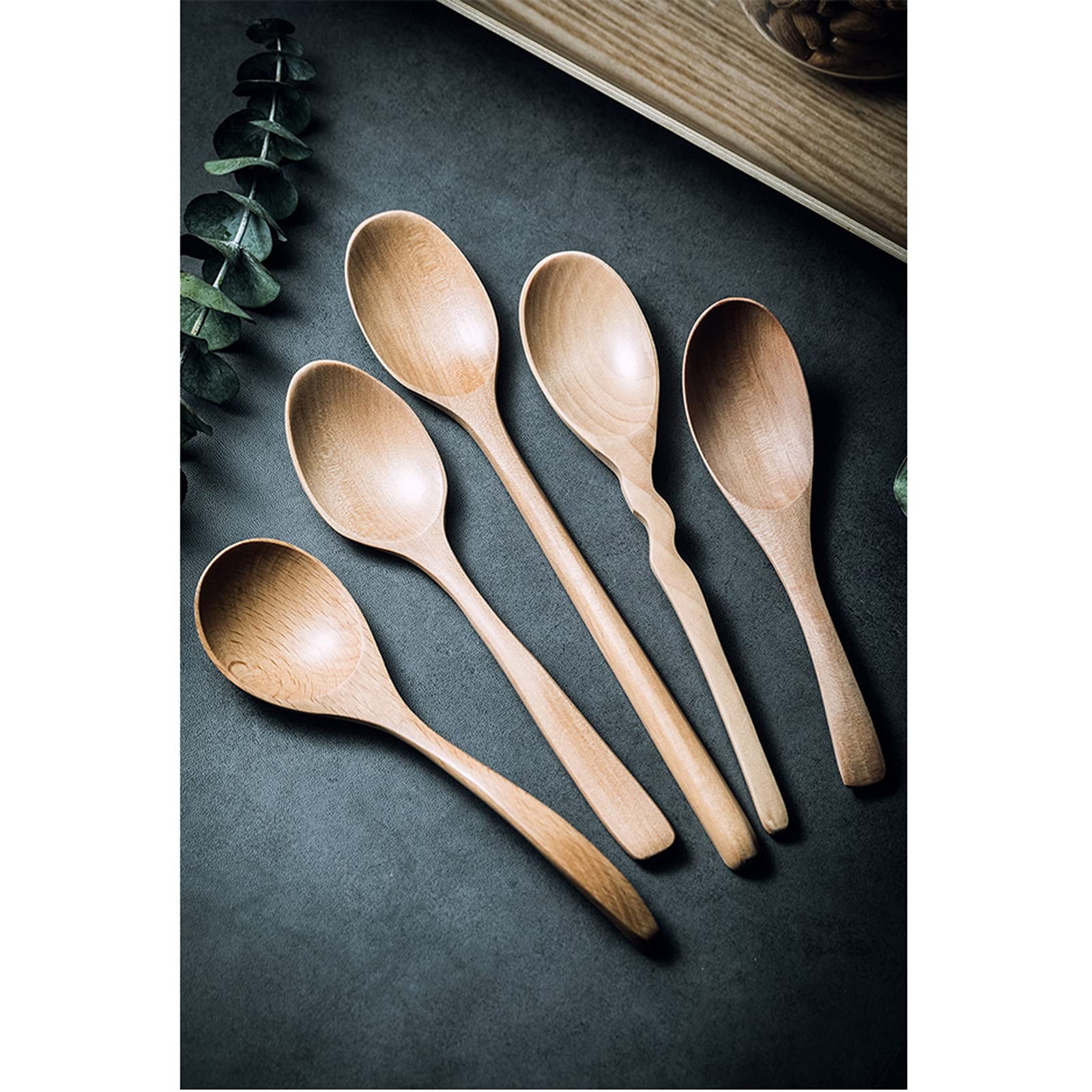 6 Cucchiai In Legno Da 10 Cm - Piccoli Cucchiai Per Cucina, Condimenti, Caffè E Gelato - Foto 3