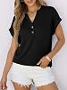 Blusas Henley de Manga Corta para Mujer ANRABESS, Escote en V, Casuales y Elegantes, Camisetas de Moda para Vacaciones de Verano 2026 4