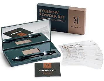 Marie-Jose Dark Blonde & Light Brown Duo Brow Powder Kit Waterproof Eyebrow Powder with 6 Reusable Stencils & Dual-Ended Brush, Long-Lasting Natural-Look Brow Makeup for Blondes & Fair Skin Tones