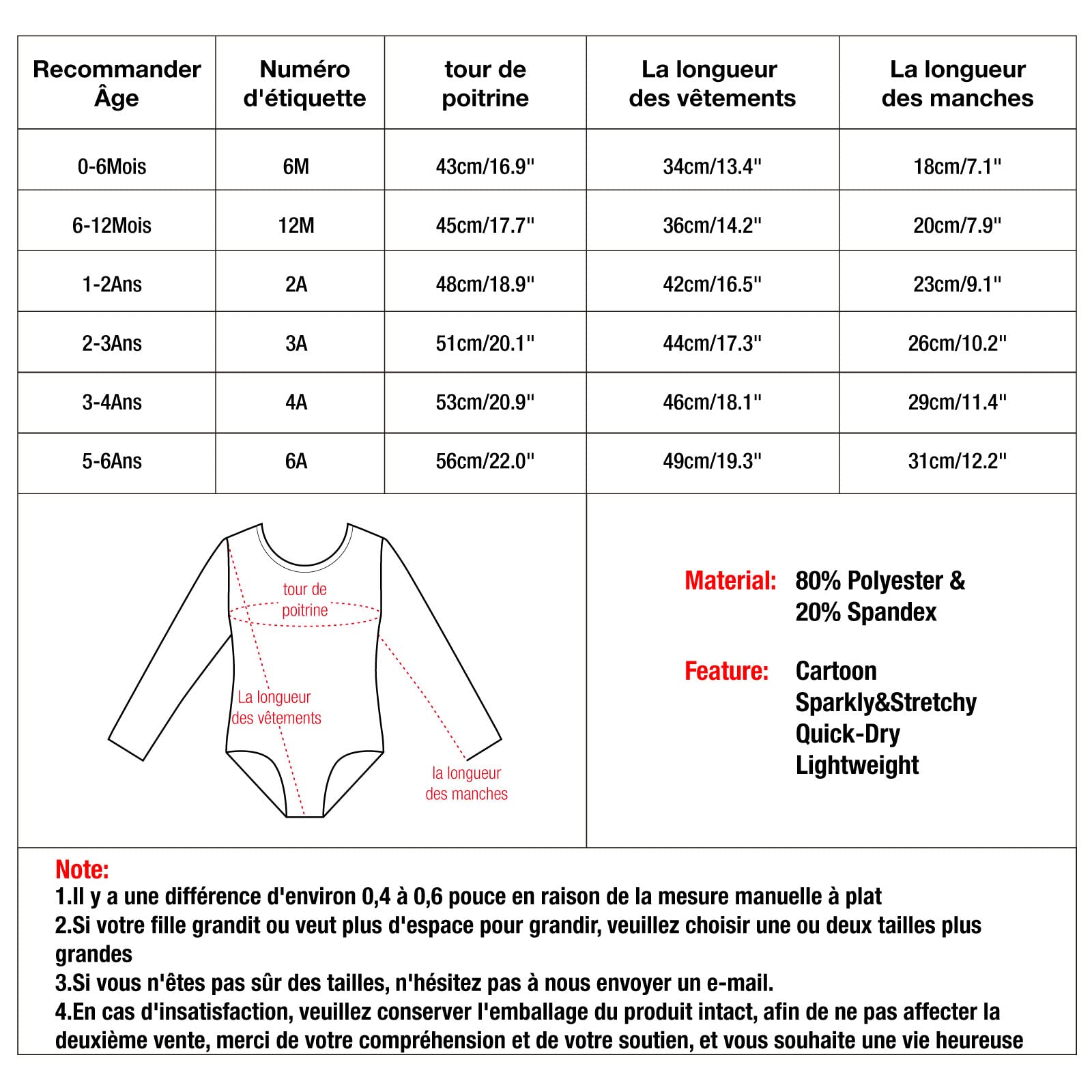 XFGIRLS Maillot de Bain Slip Une pièce à Manches Longues Anti-UV pour Fille de 0 Mois à 6 Ans