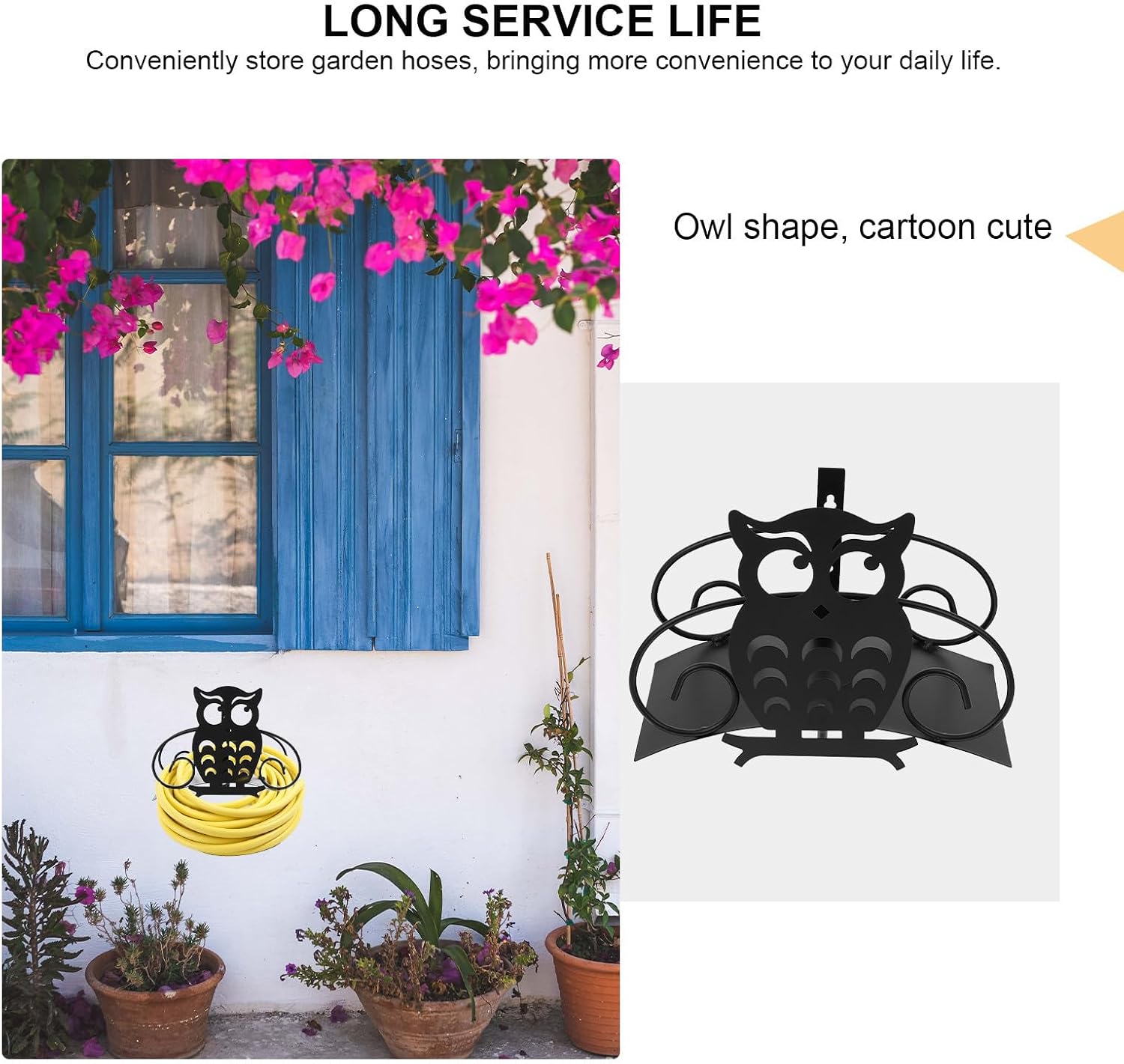 Owl Tube Rack Metal Black Hose Creative Watering Garden Shelf image 3