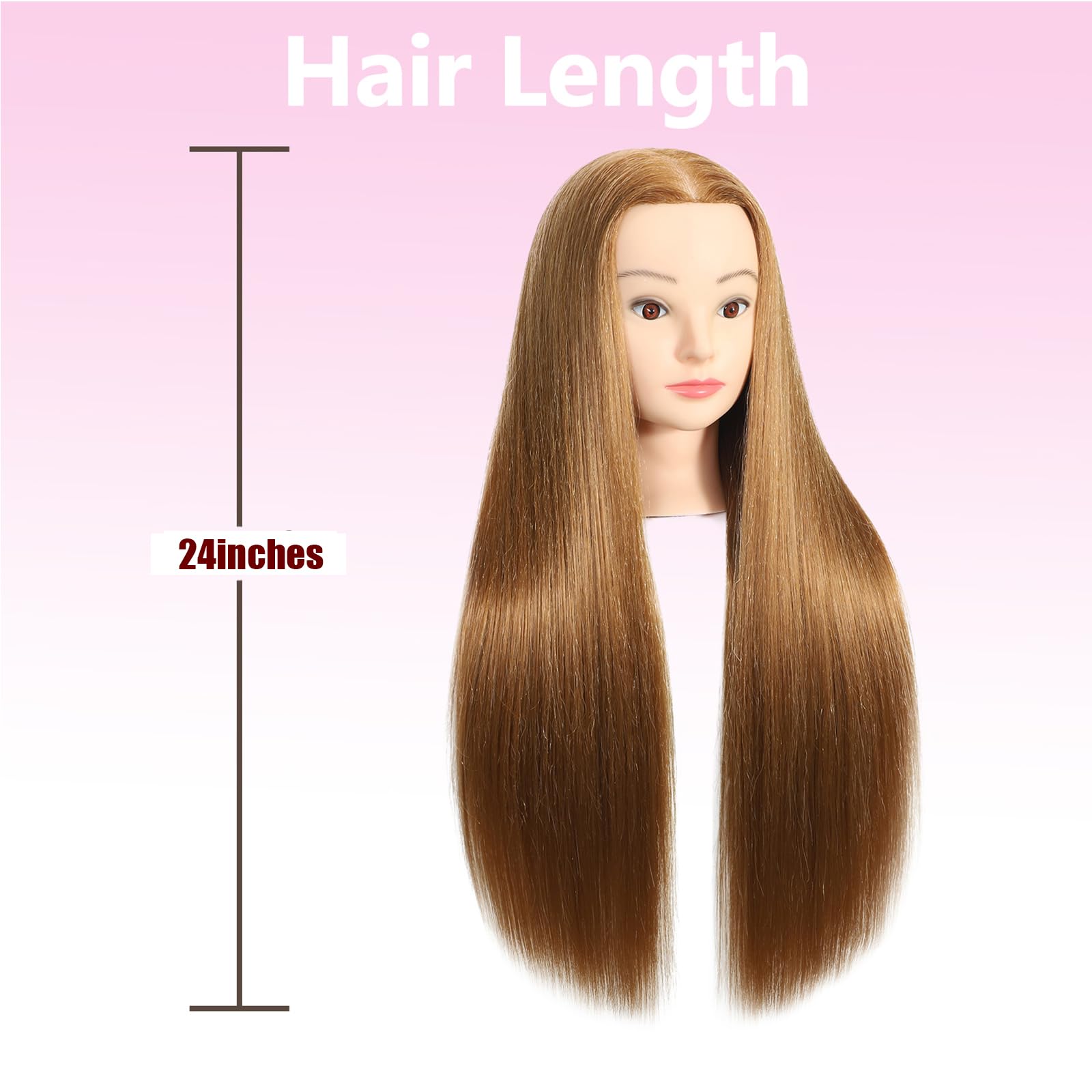 Schaufensterpuppe Kopf 30% Echthaar 50-55cm Ausbildung Kopf Kosmetologie Manikin Puppe Kopf Praxis Kopf für Friseur mit kostenlosen Tischklemme