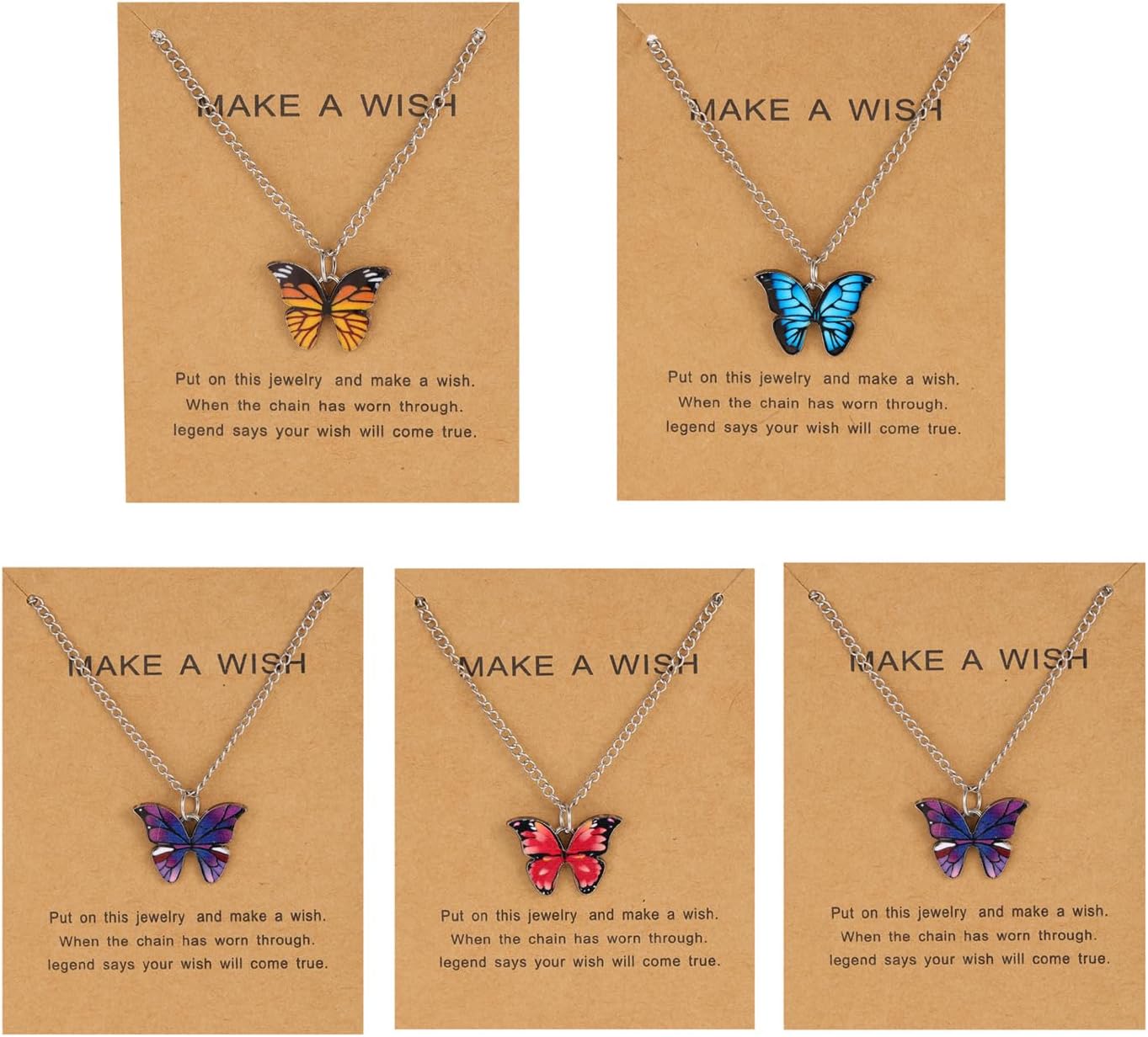 5 Pcs Latest Stylish Butterfly Jewellery Necklace Set for Women Pendant Necklace Gifts for Girls (rrsd15817np)(Silver)