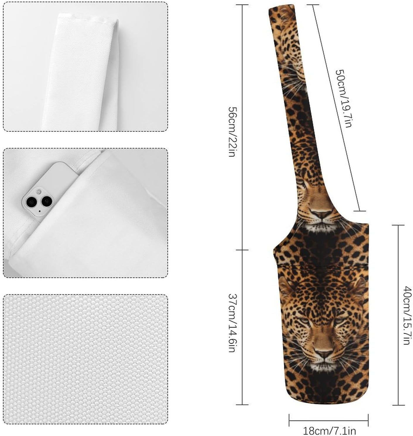 Canvas Yoga Bag,Depict A Leopard Printed Yoga Mat Handbag,Portable Yoga Mat Bag Large Capacity Gym Bag for Men Women Pilates Beach Travel