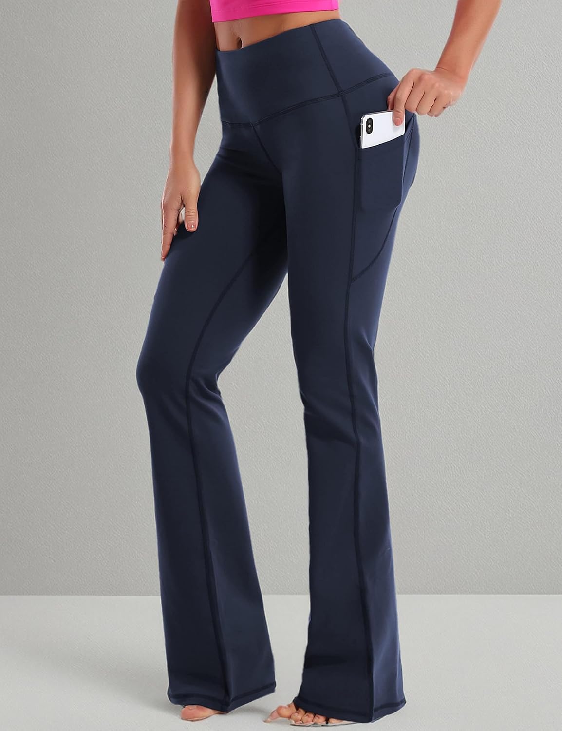 BUBBLELIME 29"/31"/33"/35"/37" Women High Waist Bootlegs Yoga Pants Tummy Control Bootcut Workout Flared Out Pockets - Image 7