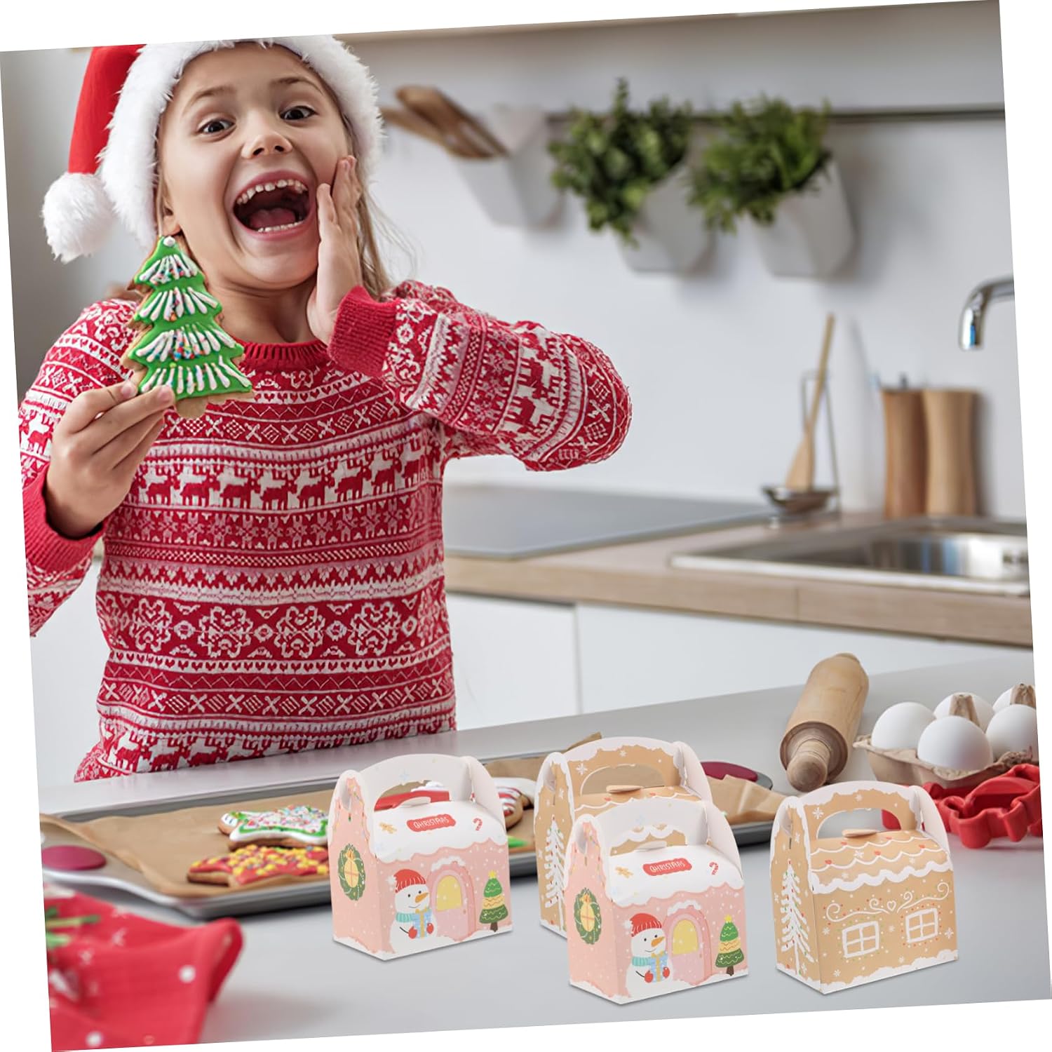 minkissy 12pcs Decorative Christmas Treat Boxes for Holiday Cookies Chocolates and Candies Handheld Paper Packaging for Xmas Celebrations Multiuse Craft Boxes image 5