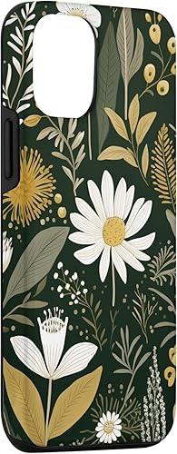 Vista 69 de Funda botánica retro para iPhone 11 Pro Max con diseño botánico bohemio y verde oliva