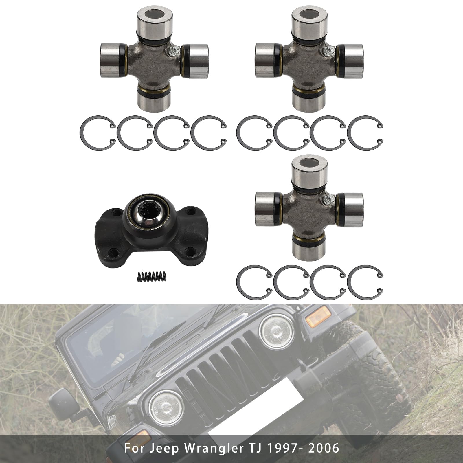 Topteng Double Cardan Joint 211355X + 5-153X passend für Jeep Cherokee XJ 1984-2001, passend für Jeep Wrangler TJ 1997-2006