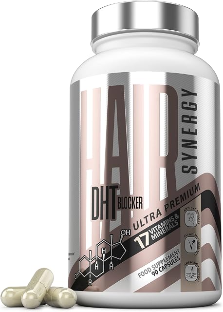 Ultra Premium DHT Blocker Hair Growth Vitamins | Biotin Saw Palmetto Hair Loss Treatment Supplement for Men and Women | Hair Synergy Supplements 90 Tablets