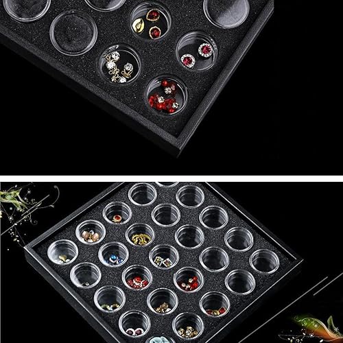 Miniatura 5 de MIAO JIN Escaparate de tarros de gemas de espuma negra, bandeja de exhibición desmontable negra para coleccionables, 50 rejillas de pintura de