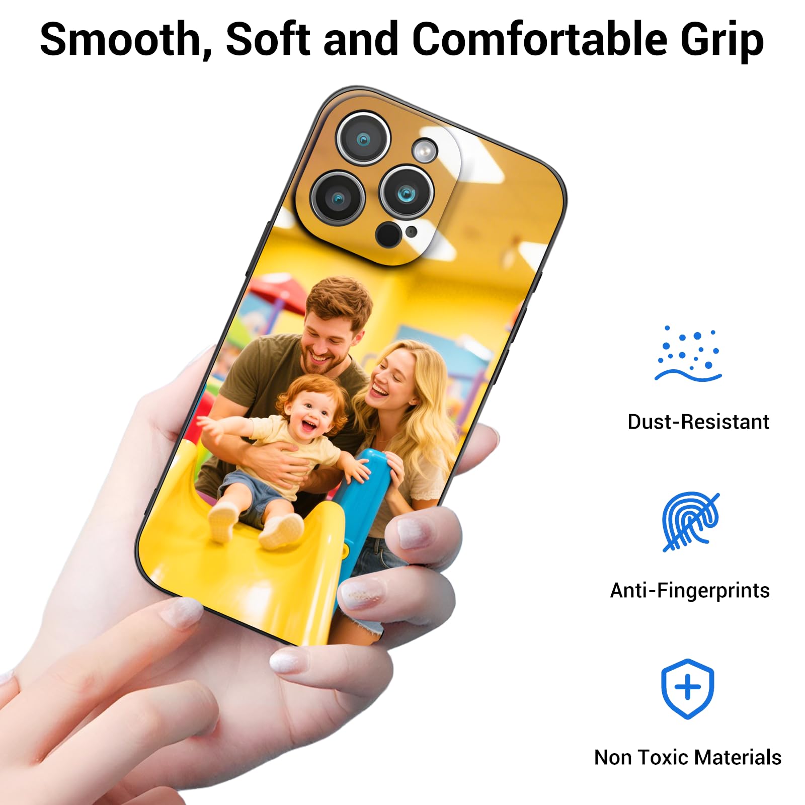 Personalised Phone Case for iPhone 17 16 15 14 13 12 11 (Air/Pro Max/Pro/Mini/XR/Plus/SE) - Custom Photo Matte Liquid Silicone Shockproof Cover, Personalized Valentine's Day Gifts for Couples