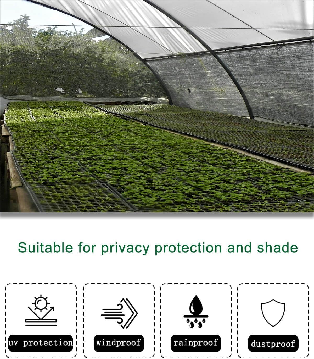 6' X 50' 50% Plant Sun Shade Cloth - Outdoor Black Windscreen Cover Fabric Roll Garden Sunblock Shade Tarp Netting Mesh for Plants Protection, Greenhouse, Backyard
