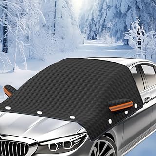 Protector Parabrisas Hielo,144 x 125 cm Protector Luna Coche Hielo con 9 imanes y 2 Reflexivo Cubiertas de Espejo, Anti Nieve,UV,Apto para Mayoría los Modelos,Universal&Plegable