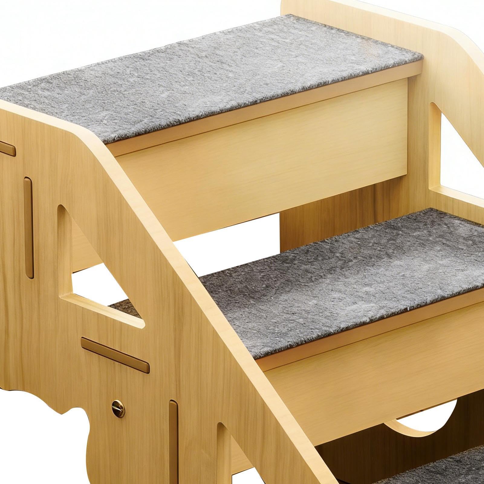 Escaleras de Perros Escalera de Madera para Mascotas | Escalones de 3 peldaños para cama de perro Para perro pequeño gato mayor sofá jardín terraza
