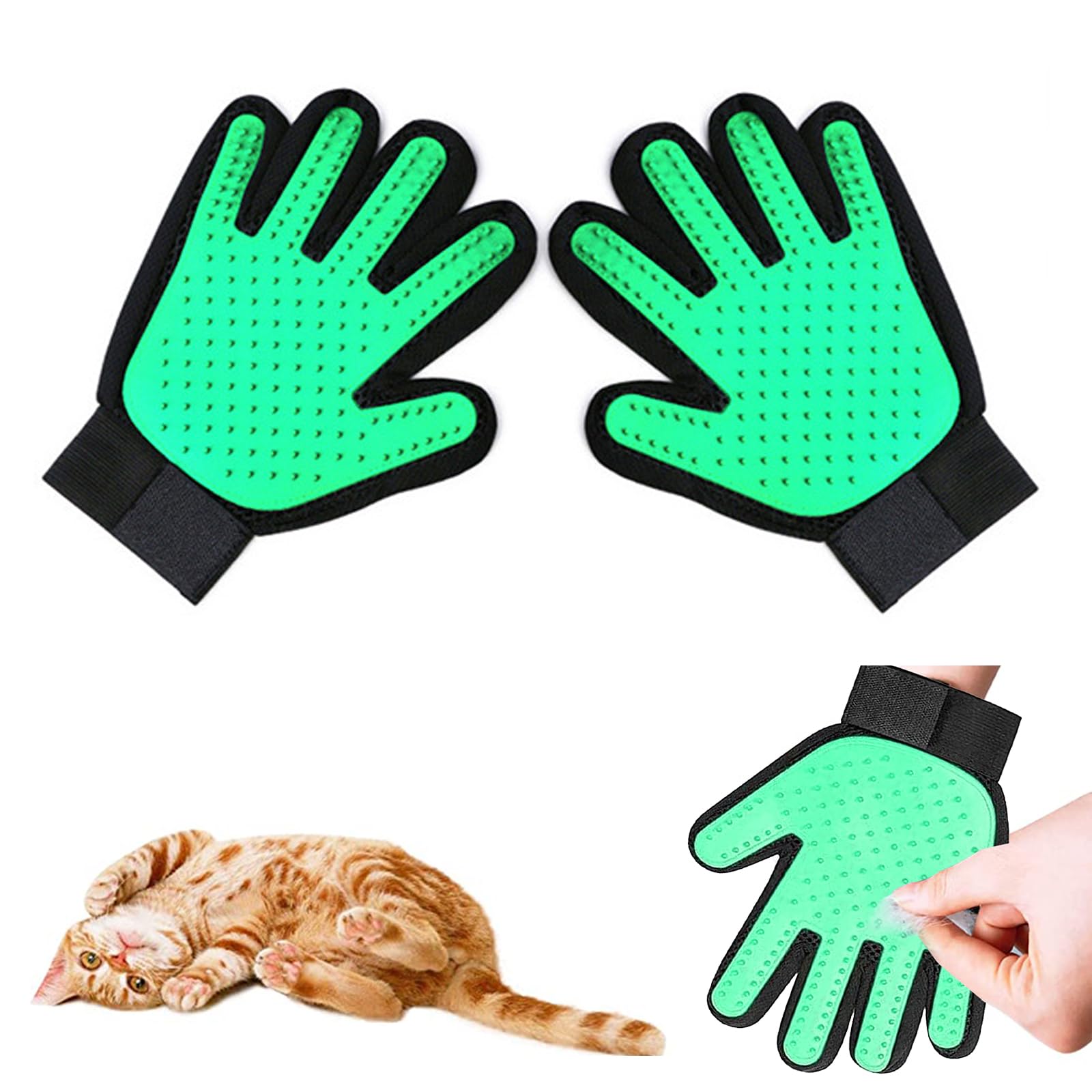 Guante de baño para gatos,guante de baño de silicona,Guante De Mascotas,Guante de Masaje para Mascotas,Guante de aseo para perros,Guante Cepillo Gato,Guantes de depilación para Perros y Gatos,2 Verde