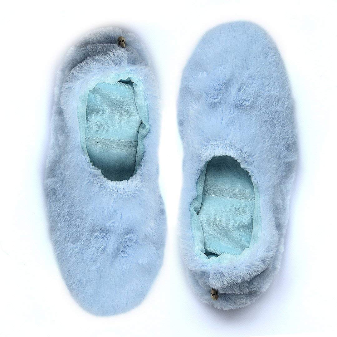 Pantuss sky blue Ballerina style Indoor House Slippers for Women with Plush Microwavable Herbal insoles filled with lavender and flax seeds for aromatherapy and Warmth
