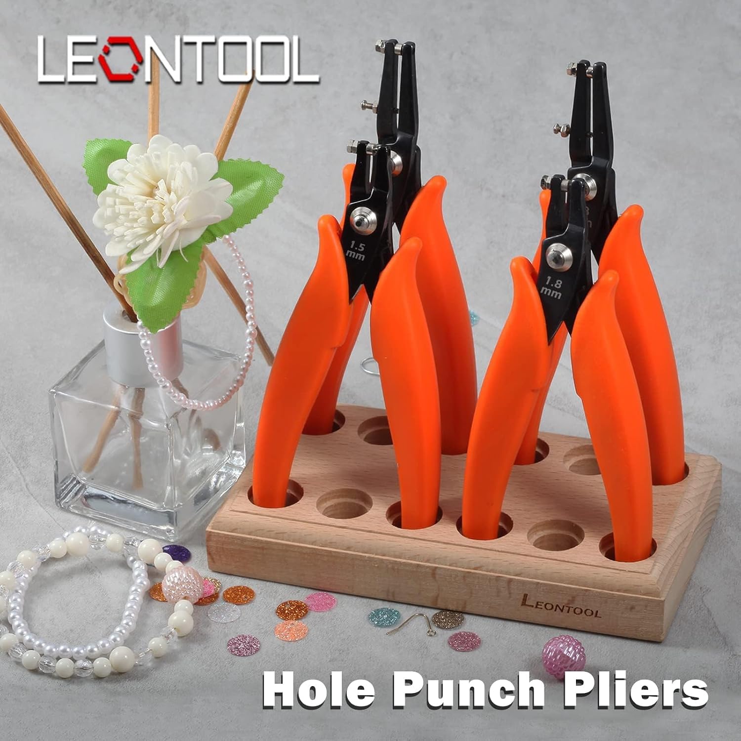 Metal Hole Punch Pliers 6" Small Round Hole Punch Pliers Two Replacement Pins for Jewelry Making to Create 1.5mm Clean Holes Jewelry Tool with PVC Handles for Handcraft Work DIY Hand Tool