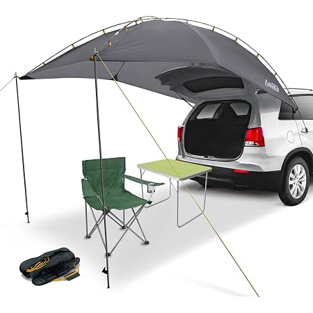 Toldo Impermeable Para Coche REDCAMP - Parasol Portátil Para Camping, Playa Y SUV, Color Verde Militar, 320x230x220 Cm
