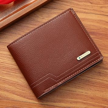 Slim Wallet for Men with Coin Purse, Minimalist Wallet with Zipper, Bifold Mens Wallet with Credit Card Holder, PU Leather Men Wallet with Money Clip, Carteras Para Hombres, Brown L