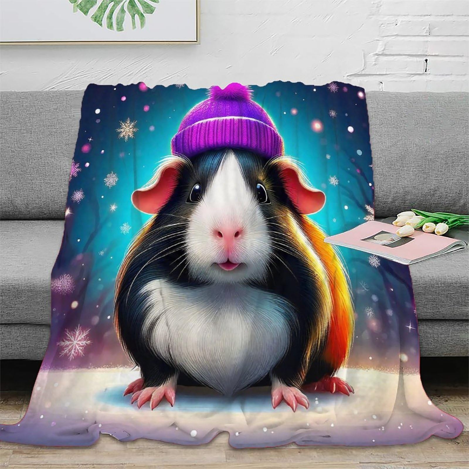 Couverture Cochon d'Inde en Peluche Chaude Plaid Lit Microfibre 50x60