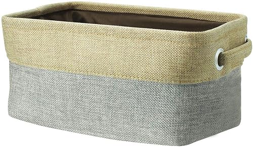 uxcell Canasta de almacenamiento de tela plegable con asas dobles, contenedores plegables para almacenamiento de ropa de lavandería, organizador del