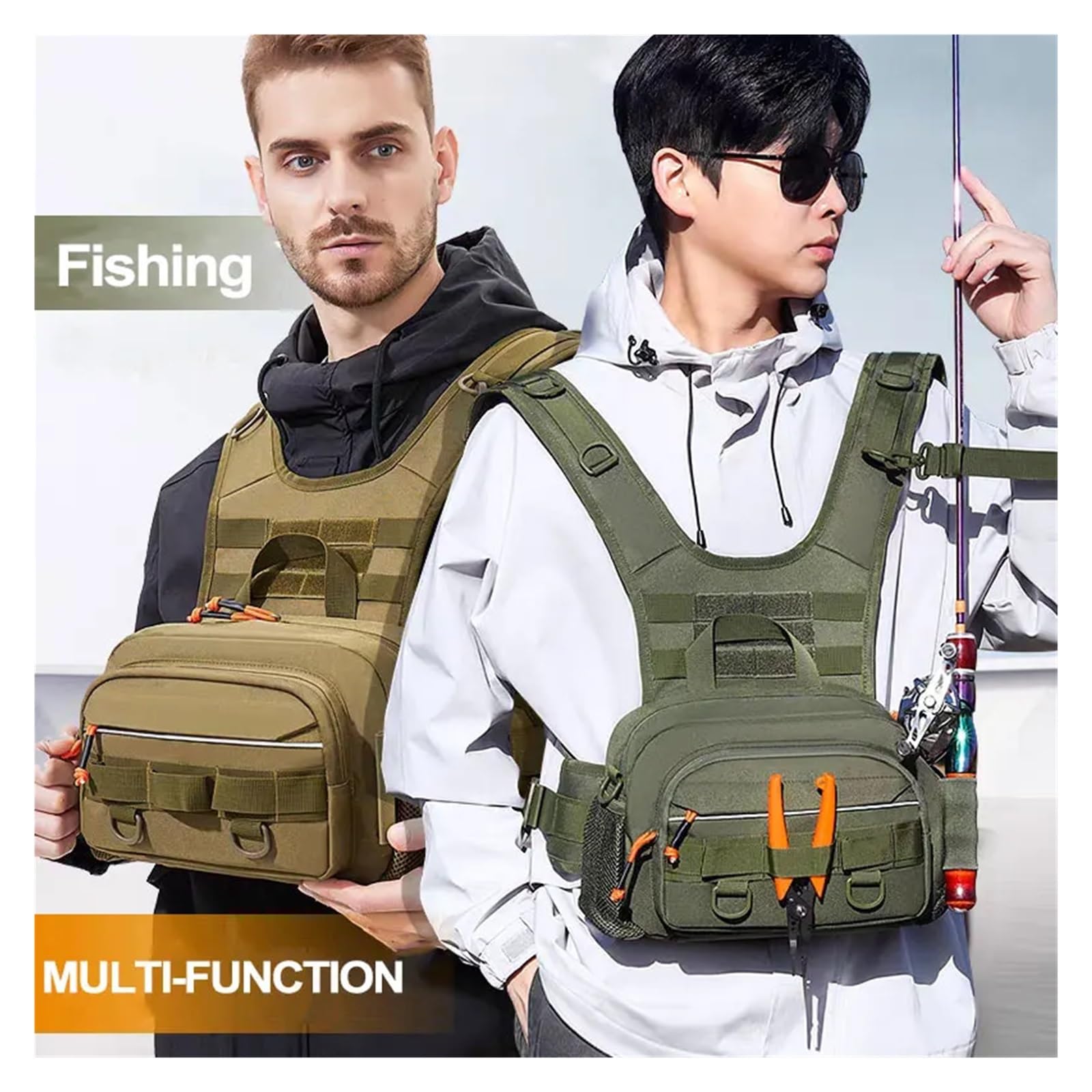 SERDAS Marsupio tattico con sistema Molle, marsupio anteriore, per escursionismo, arrampicata, pesca, viaggi, campeggio, zaino da uomo, 28 x 10 x 18 cm