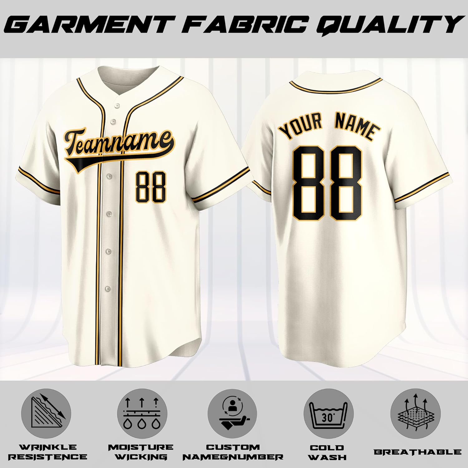 Custom Baseball Jersey Stitched Print Personalized Name Number Team Button Down Shirts Sports Uniform for Men Women Boys - Image 3