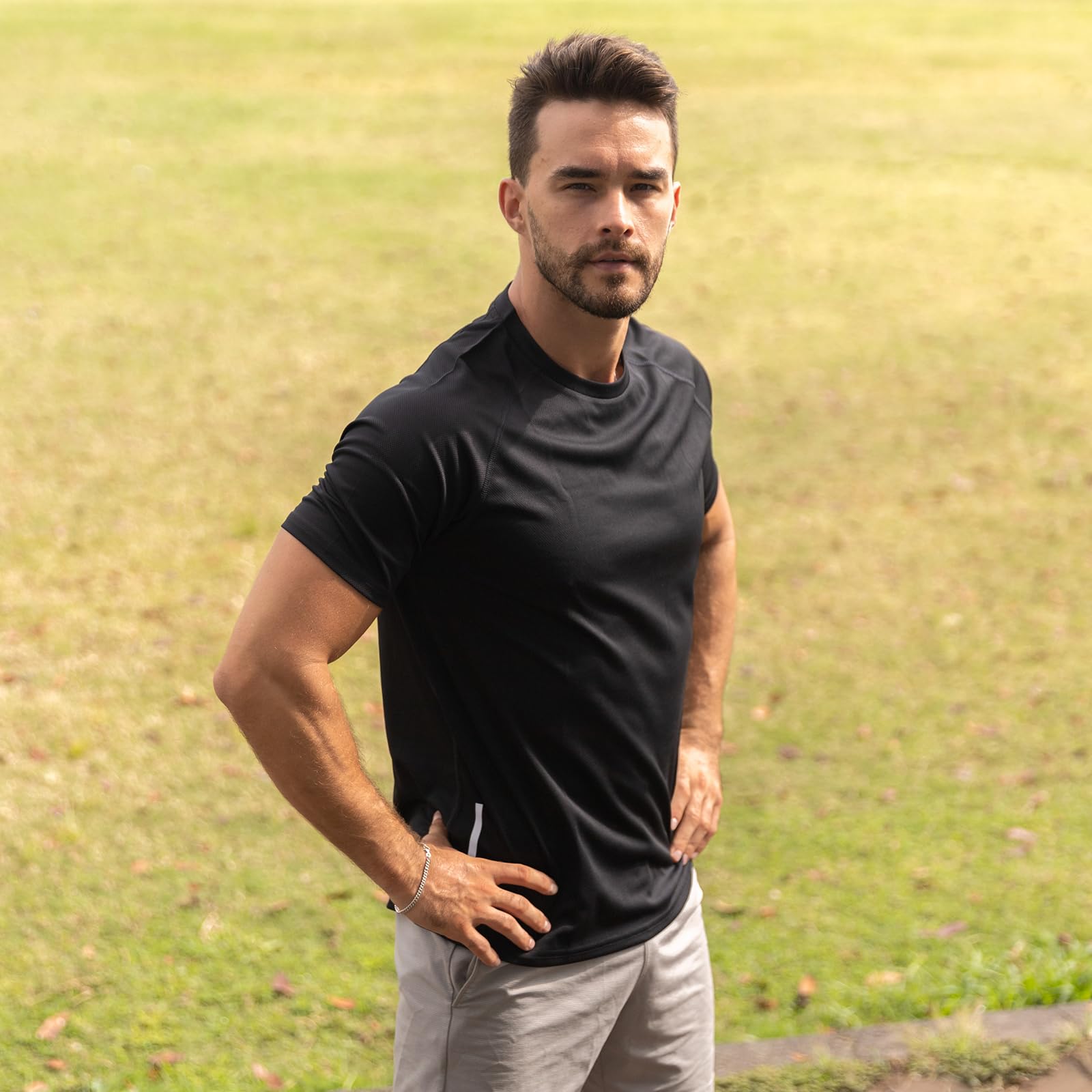 ZENGVEE 3 Pezzi Maglietta Uomo Manica Corta Asciugatura Rapida Sportiva Traspirante Palestra Running Trekking Fitness