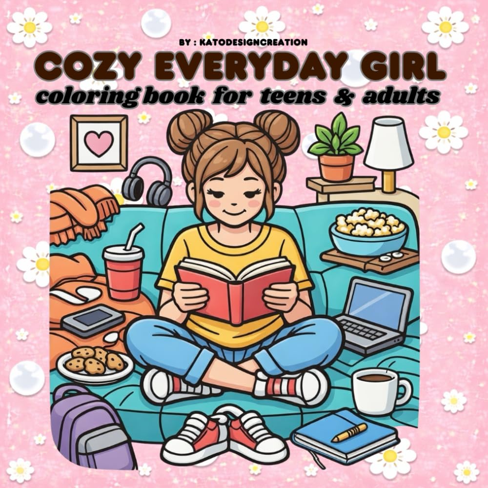 Cozy Everyday Girl Coloring Book: 50 Cute Daily Life Moments for Relaxation ตัวเลือก aesthetic, Relaxing Cozy Life Scenes, Cute Cozy Daily Life Scenes for Relaxation