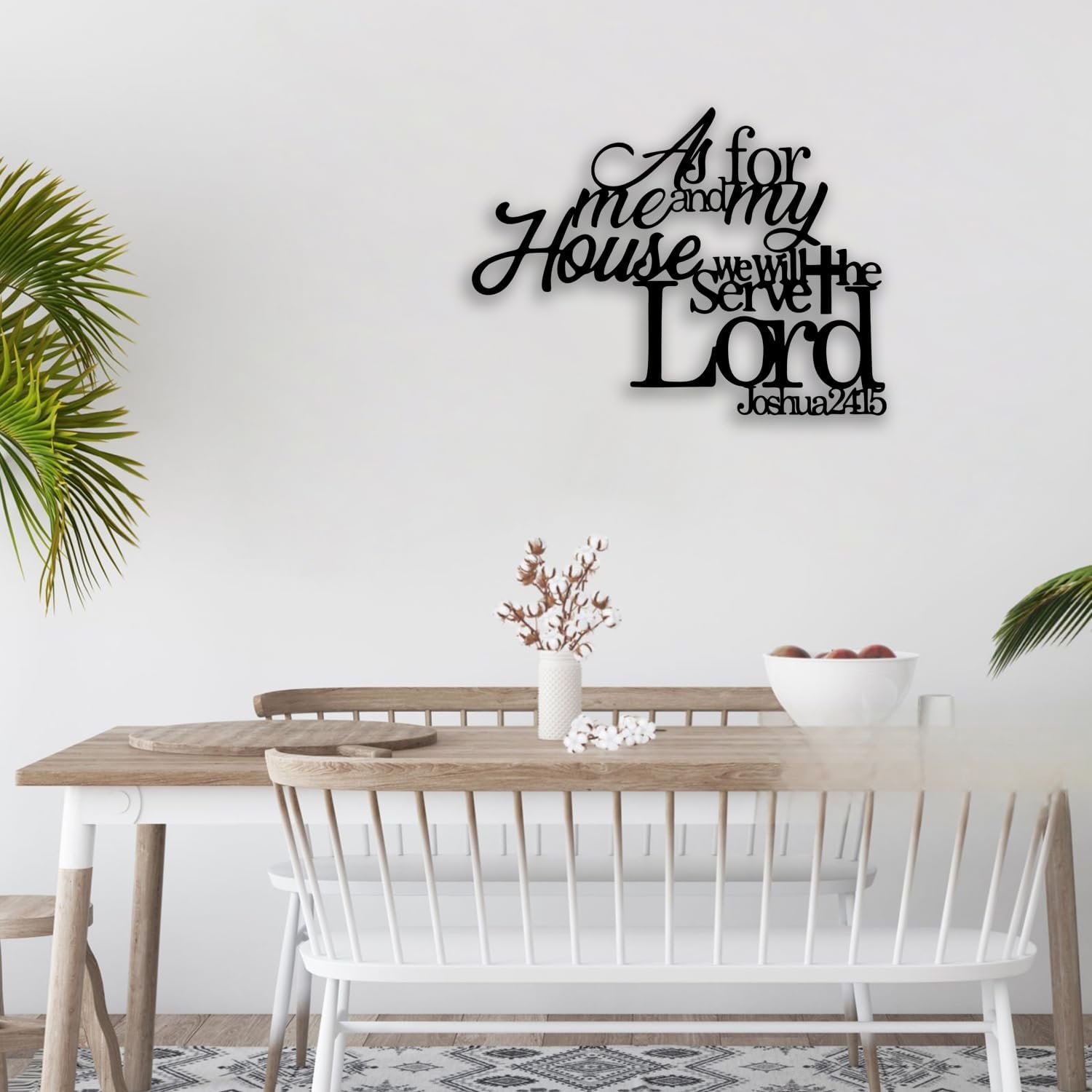 Joshua 24 15 Cross Metal Wall Decor - Christian Room Decor Scripture Motivational Wall Art Home Decor for Living Room, Bedroom, Dining Room, Bathroom, Office (Black)